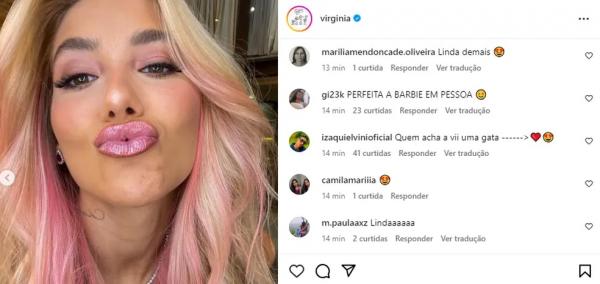Seguidores de Virginia Fonseca comentam cabelo rosa.(Imagem: Reprodução/Instagram)