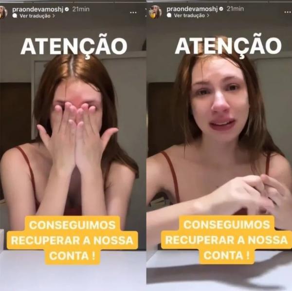 Influencer chora ao recuperar conta hackeada em rede social: 