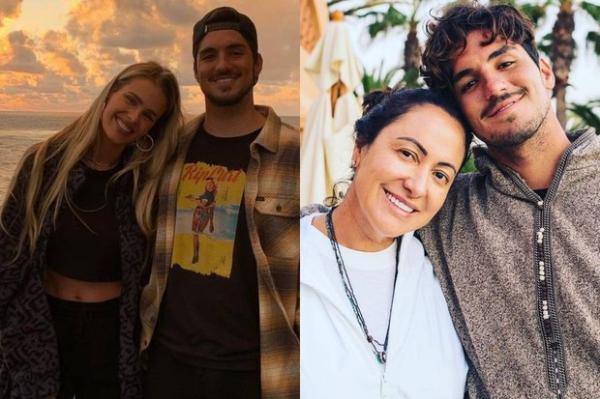 Yasmin Brunet com Gabriel Medina e o surfista com a mãe, Simone Medina.(Imagem:Reprodução/Instagram)