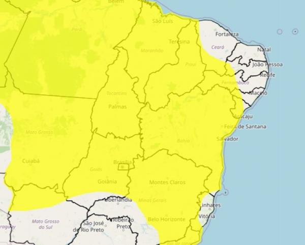 INMET emite alerta de chuvas intensas para regi&otilde;es do Piau&iacute; neste domingo (18)(Imagem:Reprodu&ccedil;&atilde;o / Inmet)