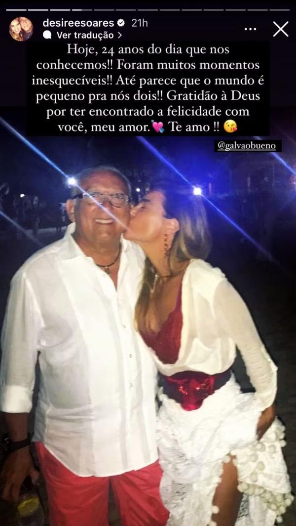 Desirée Soares e Galvão Bueno(Imagem: Reprodução/Instagram)