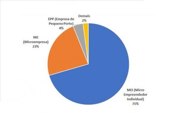 Gráfico representa o total de empresas abertas em 2023 por porte empresarial.(Imagem:Divulgação)