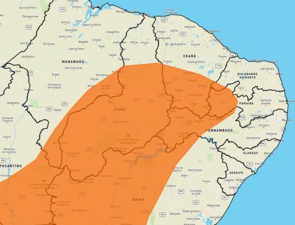 Inmet emite alerta de perigo para baixa umidade em 176 municípios piauienses.(Imagem:Inmet)
