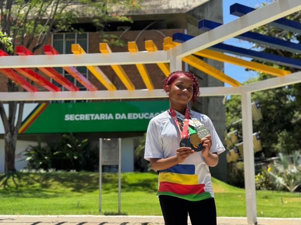 A viagem de Maria Vitória só foi possível graças ao apoio da Seduc, que custeou as passagens e despesas da atleta e do treinador.(Imagem:Luan Leite)