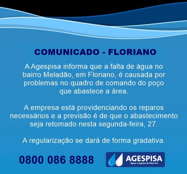 Comunicado Agespisa(Imagem:Divulgação)