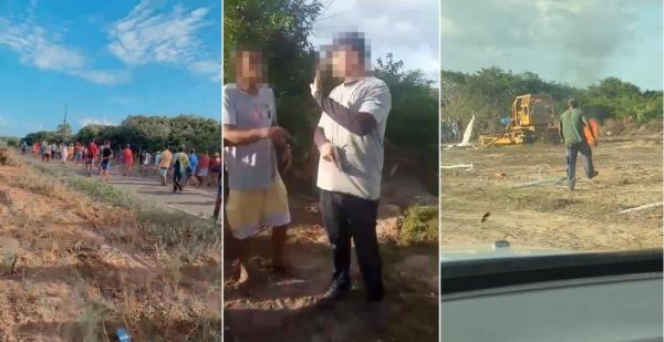 Moradoras incendeiam trator e ocupam terreno para evitar construção em Barra Grande, no litoral do Piauí.(Imagem:Reprodução)