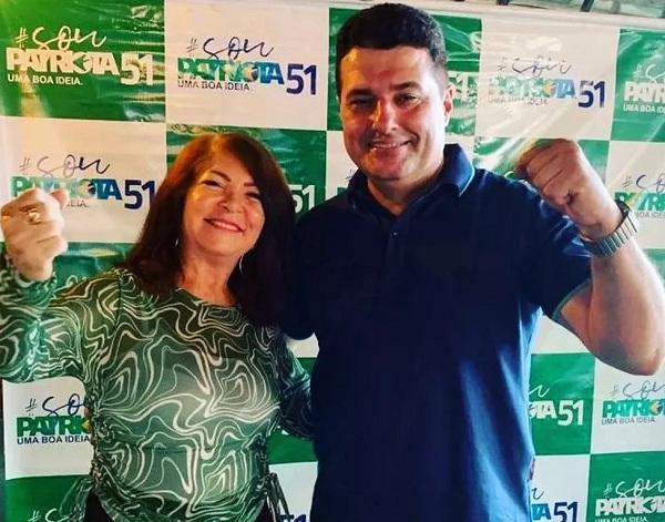 O candidato a governador do Piauí pelo Patriota, Gustavo Henrique, e a vice Josselene Muniz.(Imagem:Reprodução/ Instagram)