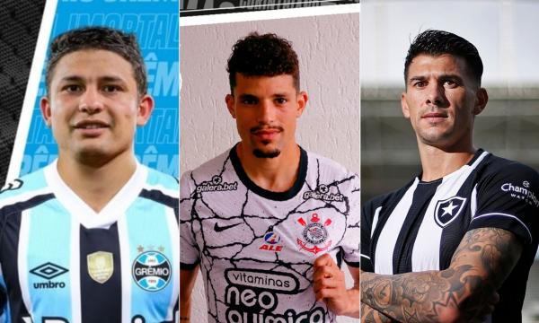 Os novos reforços deGrêmio, Corinthians e Botafogo.(Imagem:Reprodução)