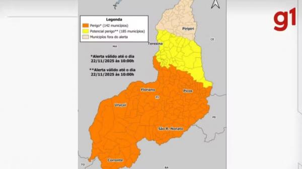 Alertas de chuvas no Piauí.(Imagem:Semarh)