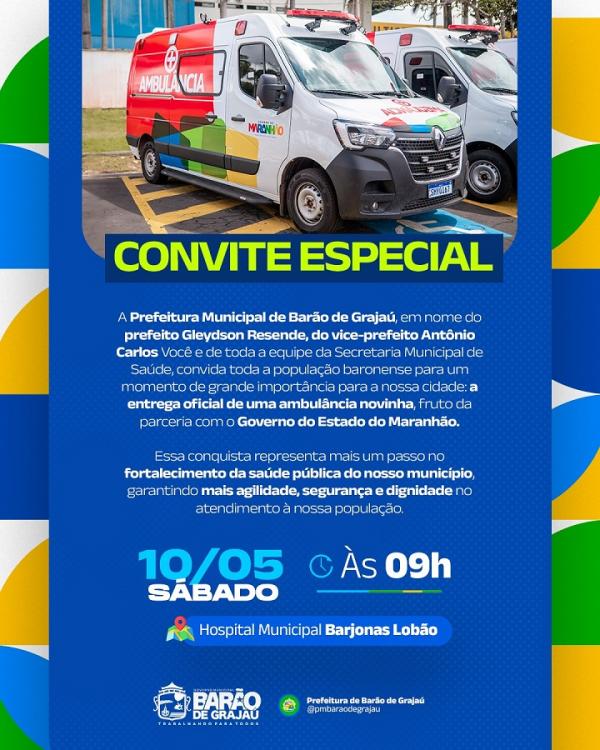 Barão de Grajaú recebe nova ambulância para reforçar a saúde pública do município.(Imagem:Divulgação)