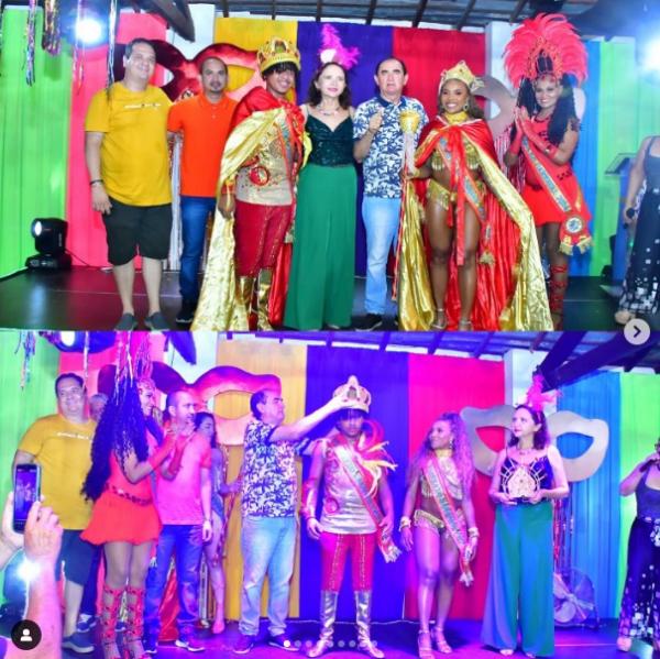 Rei e Rainha do Carnaval 2024 de Floriano são eleitos em noite de brilho e samba no pé.(Imagem:Reprodução/Instagram)