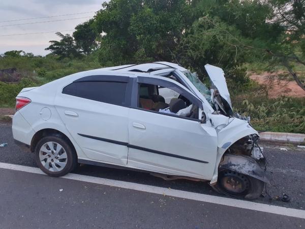 Acidente que teve morte na BR-316 em Valença do Piauí.(Imagem:Divulgação/PRF)