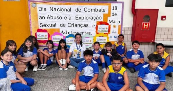 Campanha Fa&ccedil;a Bonito mobiliza estudantes e rede de prote&ccedil;&atilde;o no Centro Educacional de Parna&iacute;ba.(Imagem:Divulga&ccedil;&atilde;o)