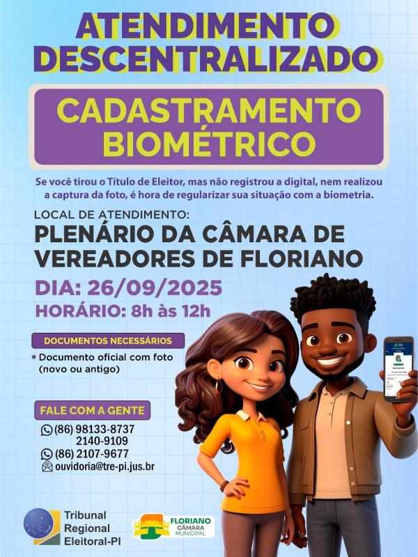 TRE-PI realiza atendimento descentralizado de biometria em Floriano.(Imagem:Divulgação)