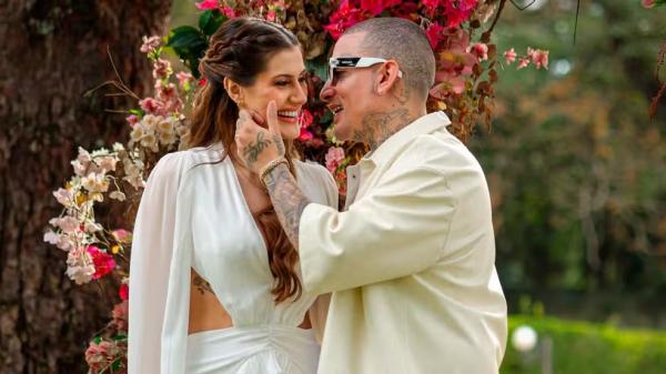 MC Guimê e a noiva Fernanda Stroschein.(Imagem:Matheus Perotti)