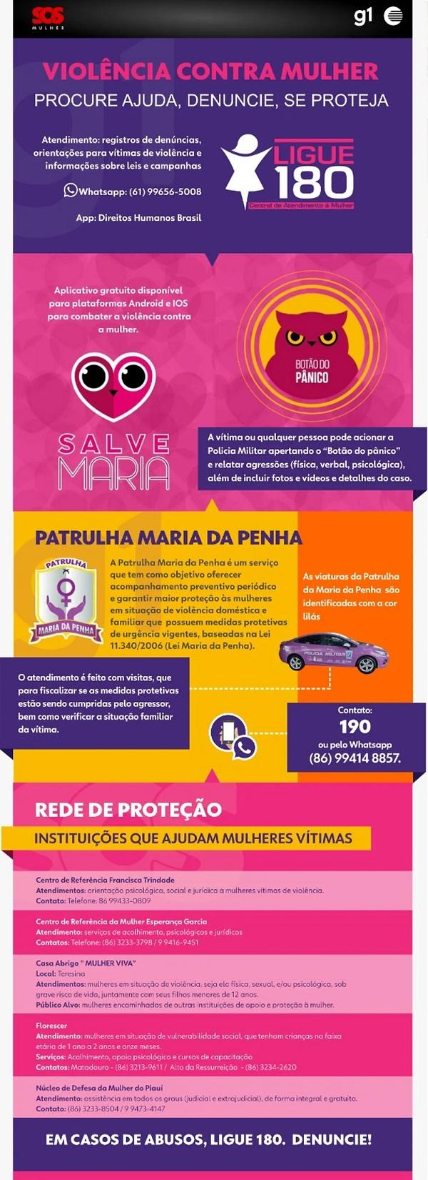  Rede de Proteção à Mulher no Piauí.(Imagem: Arte Adelmo Paixão/g1 PI)