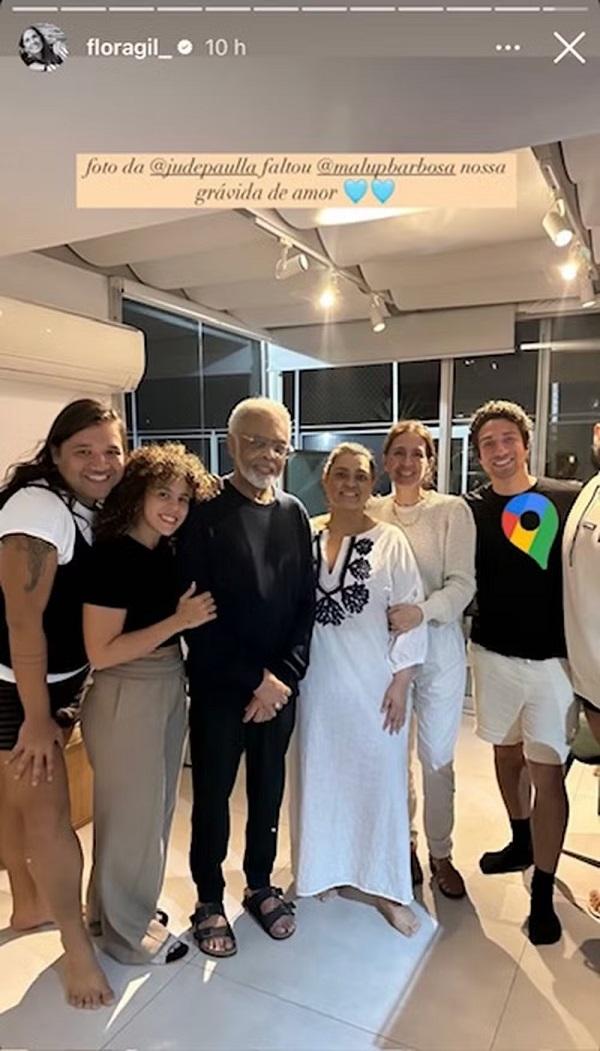 Flora Gil e Gilberto Gil encontram Preta Gil após alta hospitalar.(Imagem:Reprodução/Instagram)