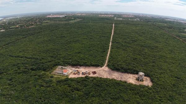 Obra para construção da maior usina de hidrogênio verde do planeta.(Imagem:Divulgação)