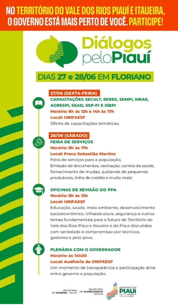 Cronograma Diálogos pelo Piauí(Imagem:Divulgação)