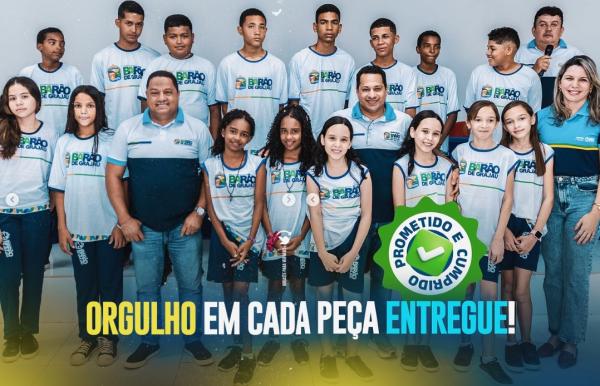 Prefeitura de Barão de Grajaú entrega mais de 12 mil peças de uniformes escolares para alunos da rede municipal.(Imagem:Reprodução/Instagram)