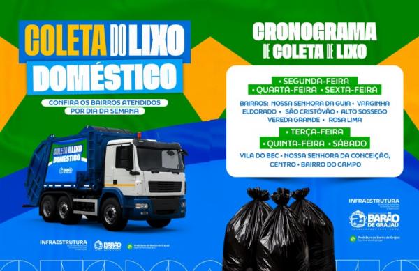 Prefeitura divulga cronograma da coleta de lixo e refor&ccedil;a organiza&ccedil;&atilde;o em Bar&atilde;o de Graja&uacute;.(Imagem:Reprodu&ccedil;&atilde;o/Instagram)