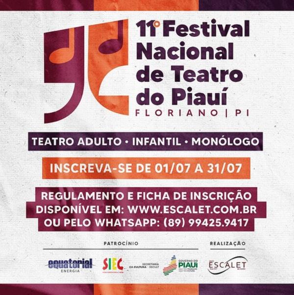 Grupo Escalet abre inscrições para o 11º Festival Nacional de Teatro do Piauí.(Imagem:Reprodução/Instagram)