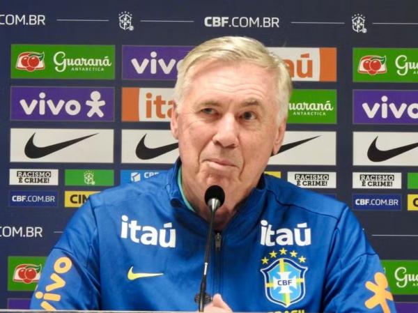 Carlo Ancelotti, técnico da seleção brasileira, em entrevista coletiva.(Imagem:Bruno Cassucci)