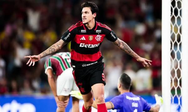 Pedro comemora gol contra o Fluminense no Maracan&atilde;(Imagem:GILVAN DE SOUZA/FLAMENGO)