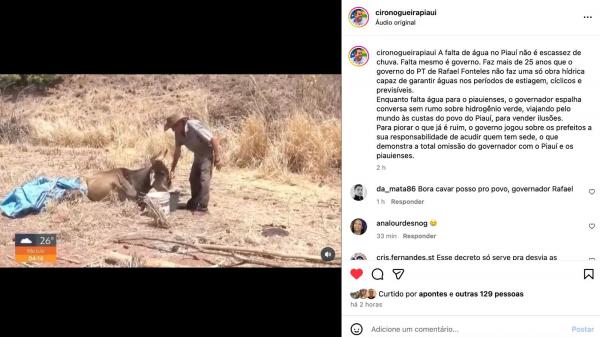 Ciro se solidariza com prefeitos diante da crise hídrica no PI e critica falta de ações do governo.(Imagem:Ascom)