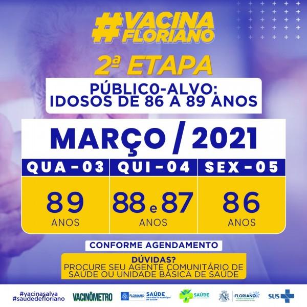 Floriano divulga calendário de vacinação para idosos com idade entre 86 e 89 anos(Imagem:SECOM)