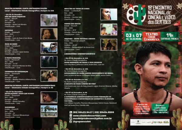 Evento acontece em Floriano, de 3 a 7 de dezembro, e reúne produções audiovisuais de todo Brasil com exibições gratuitas.(Imagem:Ascom)