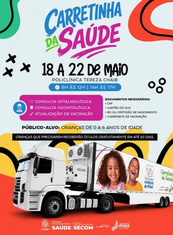 Carretinha da Sa&uacute;de oferece atendimento gratuito para crian&ccedil;as em Floriano.(Imagem:Reprodu&ccedil;&atilde;o/Instagram)