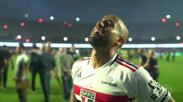 Lucas Moura chora ao ser campeão novamente pelo São Paulo(Imagem:Reprodução )