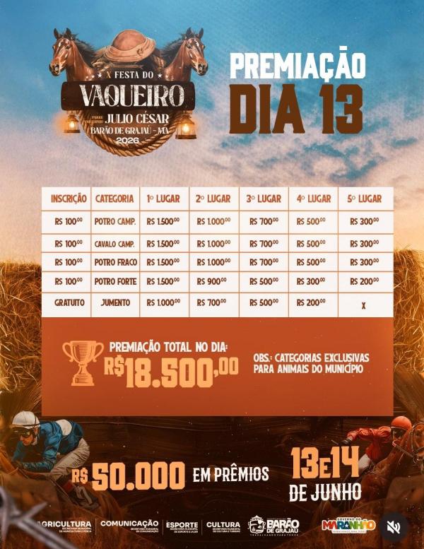 Bar&atilde;o de Graja&uacute; se prepara para a X Festa do Vaqueiro com R$ 50 mil em premia&ccedil;&atilde;o(Imagem:Reprodu&ccedil;&atilde;o/Instagram)
