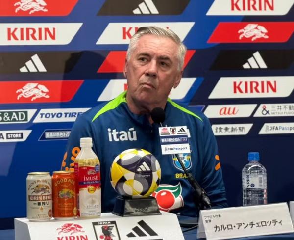 Carlo Ancelotti em coletiva da Seleção Brasileira.(Imagem:Cahê Mota)