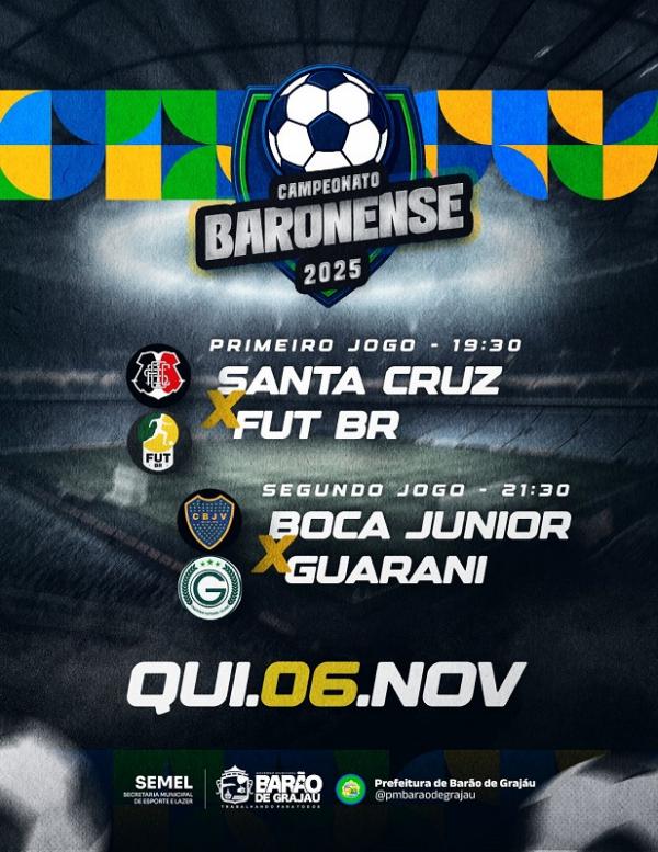 Campeonato Baronense 2025 tem sequência nesta quinta-feira com dois grandes confrontos.(Imagem:Divulgação)