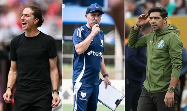 Filipe Luís, Leonardo Jardim e Abel Ferreira.(Imagem:PATRICIA DE MELO MOREIRA - AFP/Cruzeiro/Palmeiras)