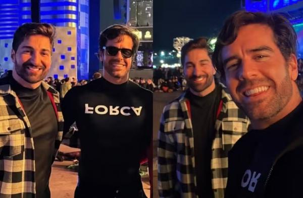 Marcos Pitombo com o namorado Felipe Kloppel no The Town.(Imagem:Reprodução/Instagram)