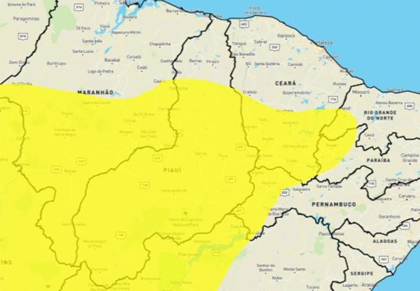 Piauí tem alerta de baixa umidade para 184 municípios; veja previsão.(Imagem:Inmet)
