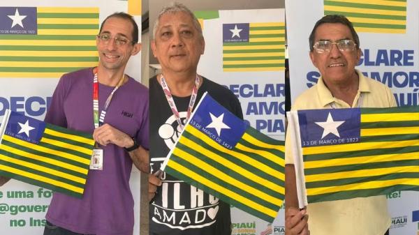 Piauienses recebem e celebram bandeira do Piauí: