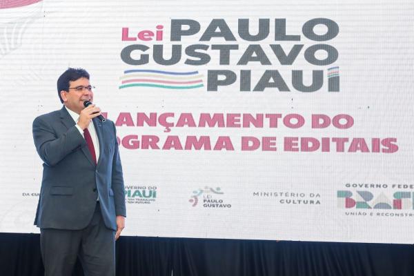 Governador Rafael Fonteles no lançamento de editais da Lei Paulo Gustavo.(Imagem:Gabriel Paulino)