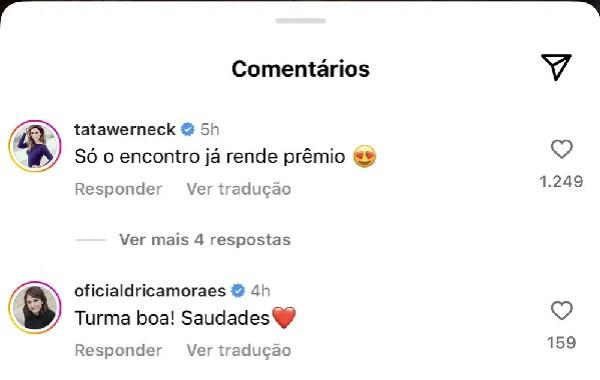 Tatá Werneck e Drica Moraes comentam post de Lázaro Ramos (Imagem:Reprodução Instagram)