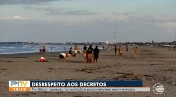 Turistas desrespeitam decretos de isolamento social e causam aglomeração em praias do Piauí.(Imagem:Reprodução/TV Clube)