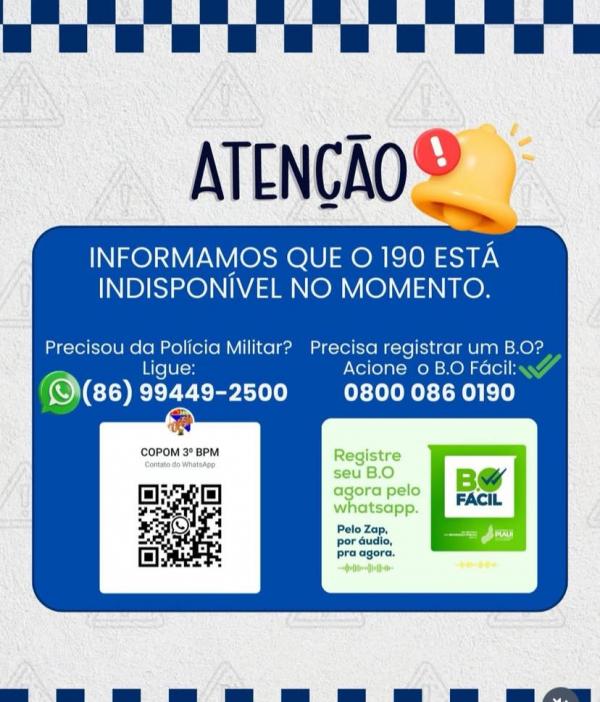 190 indisponível: Polícia Militar disponibiliza novo número(Imagem:Reprodução/Instagram)