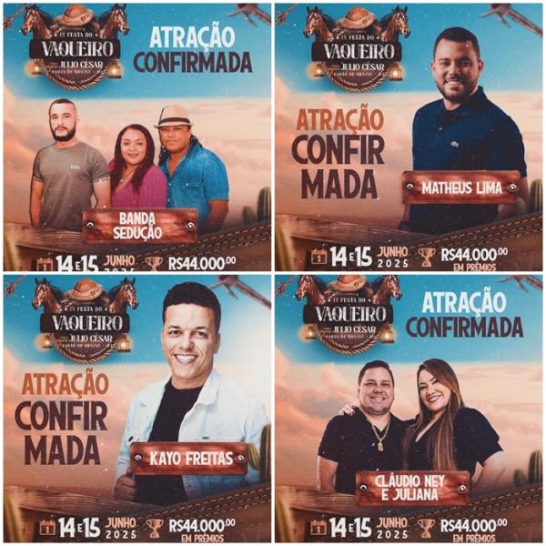 IX Festa do Vaqueiro terá Banda Sedução, Matheus Lima, Kayo Freitas e Cláudio Ney & Juliana.(Imagem:Reprodução/Instagram)