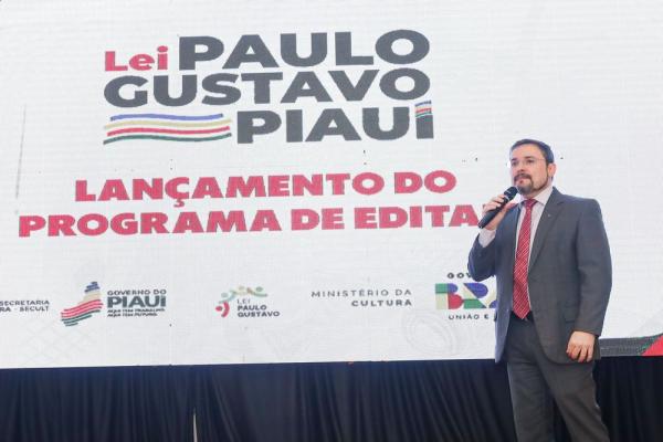 Deputado Fábio Novo no lançamento do programa de editais da Lei Paulo Gustavo(Imagem:Gabriel Paulino)