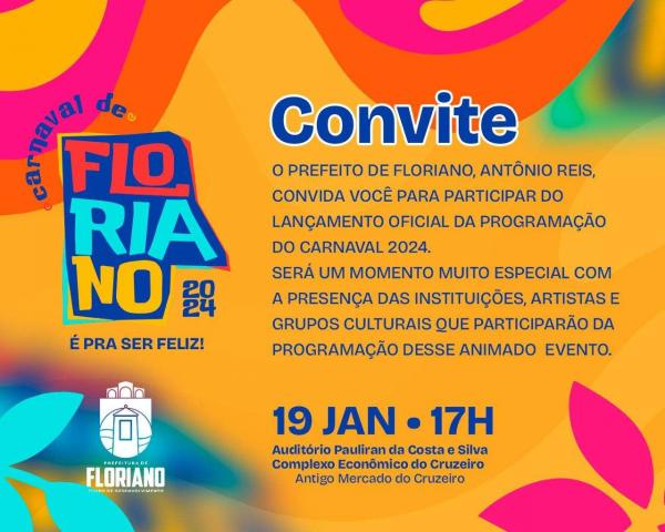 Prefeitura de Floriano anunciará oficialmente a programação do Carnaval 2024 nesta sexta-feira.(Imagem:Divulgação)