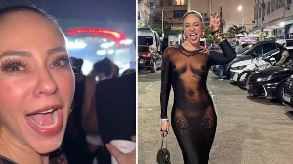 Paolla Oliveira posa poderosa com vestido que imita corpo nu em rua de Copacabana.(Imagem:Reprodução/Instagram)