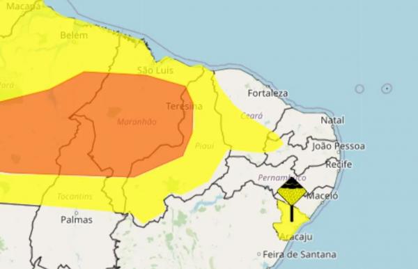  Meteorologia indica risco de temporal para todo o Piauí nesta quarta-feira (17); veja a previsão.(Imagem:Inmet )