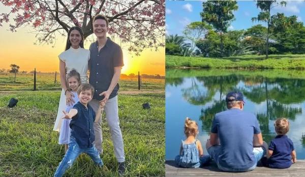 Michel Teló com a família em sua fazenda no Pantanal.(Imagem:Reprodução/Instagram)